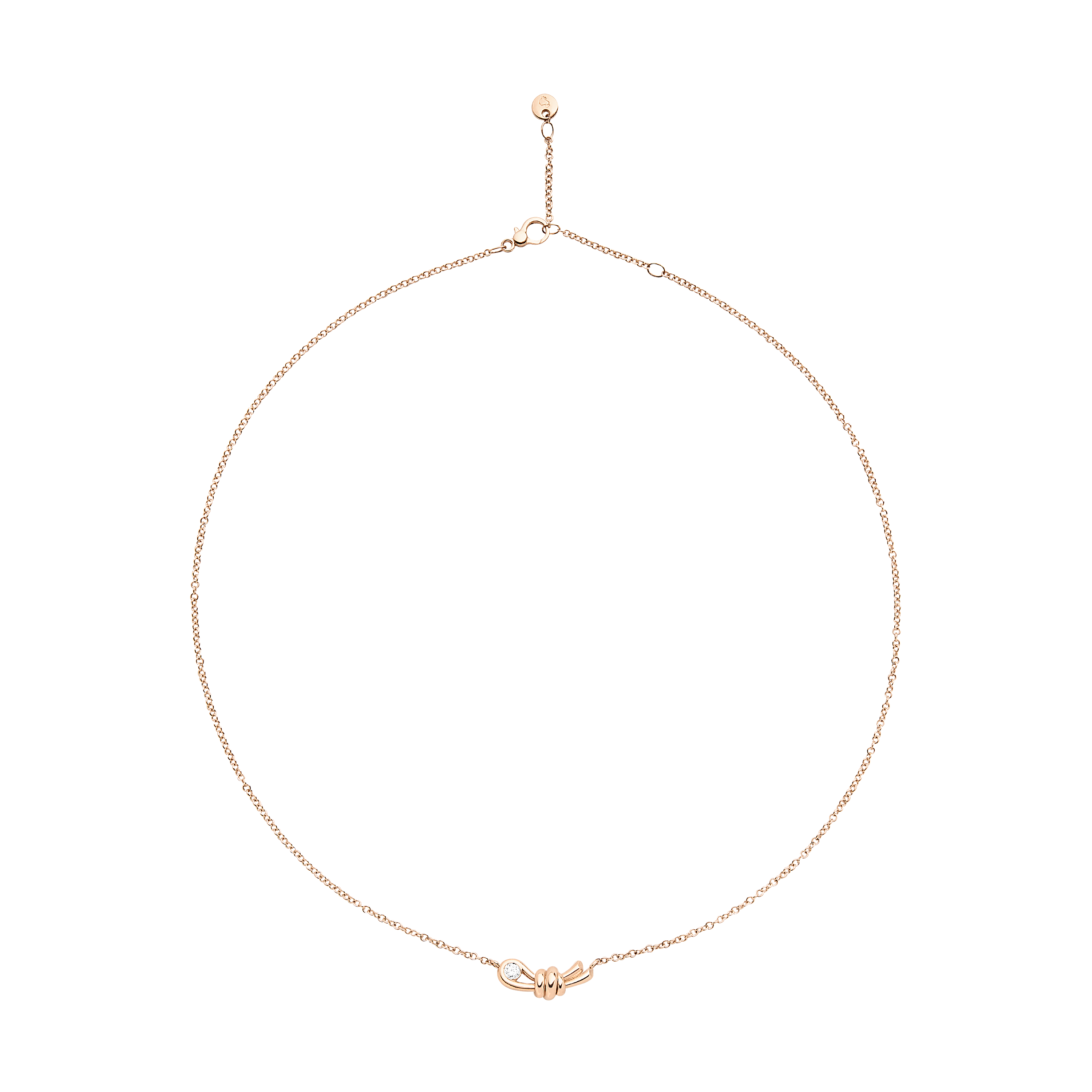 Collana Nodo in Oro Rosa 9K e 1 Diamante