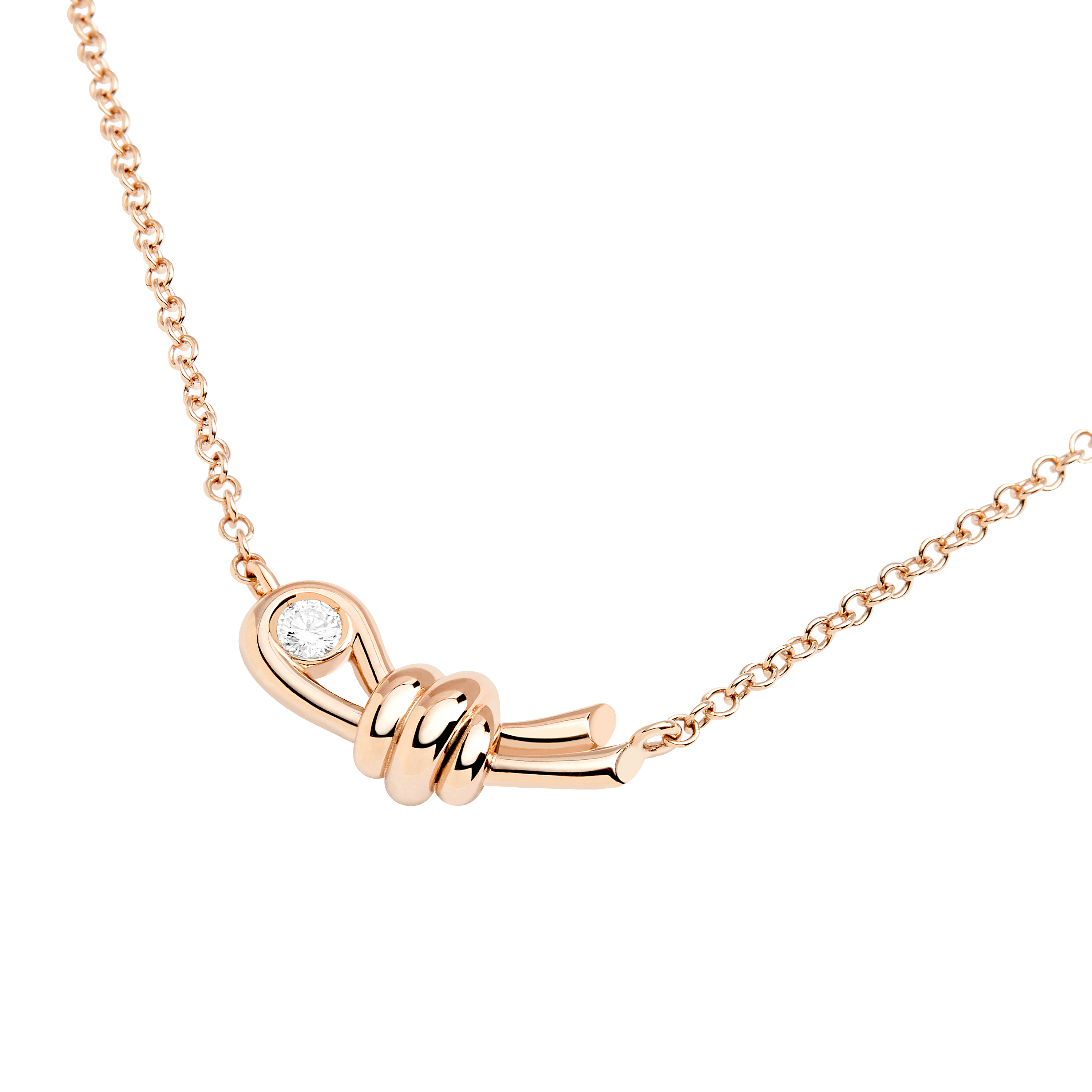 Collana Nodo in Oro Rosa 9K e 1 Diamante