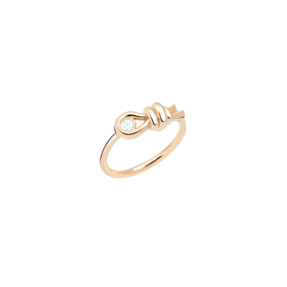 Anello Nodo Oro Rosa con diamante bianco