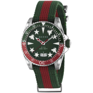 GUCCI DIVE cinturino in tessuto verde/rosso