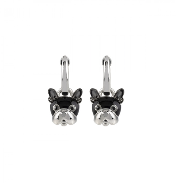 Monkimau Orecchini Bambini Bulldog In Argento 925 Smaltato – Gioiello Anallergico Fatto A Mano, Regalo Originale