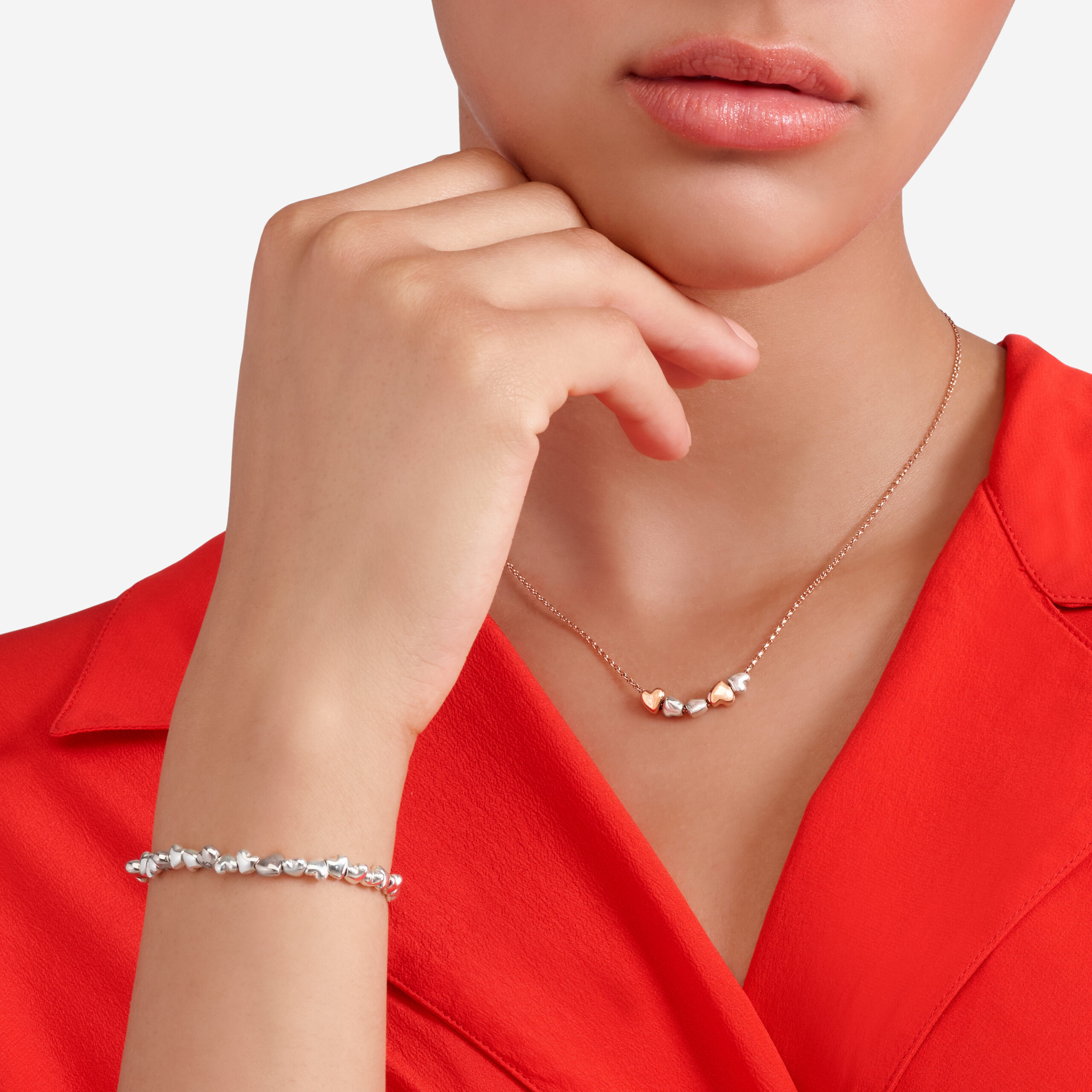 Collana Cuore Oro Rosa & Argento