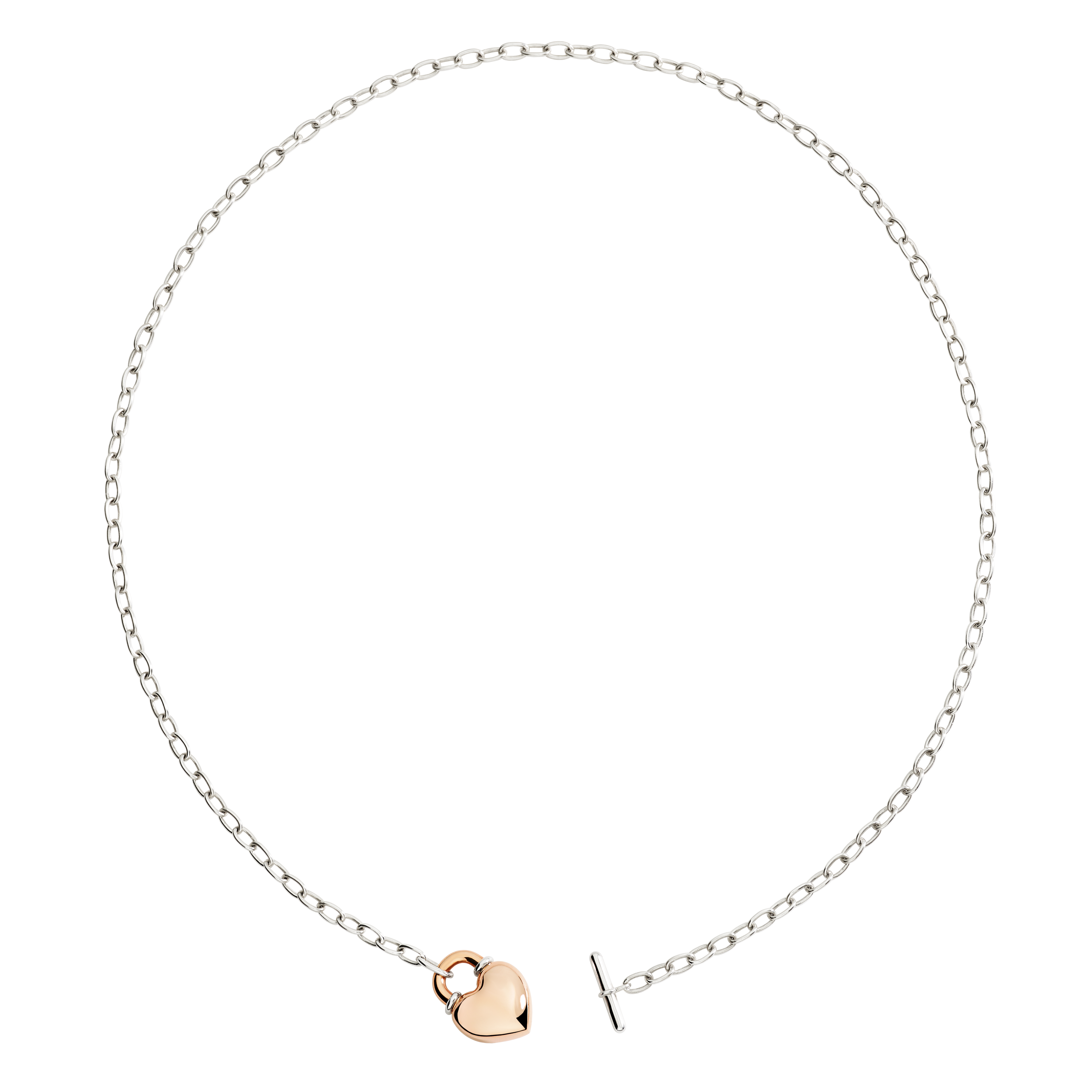 Collana Cuore Oro Rosa & Argento T-Bar