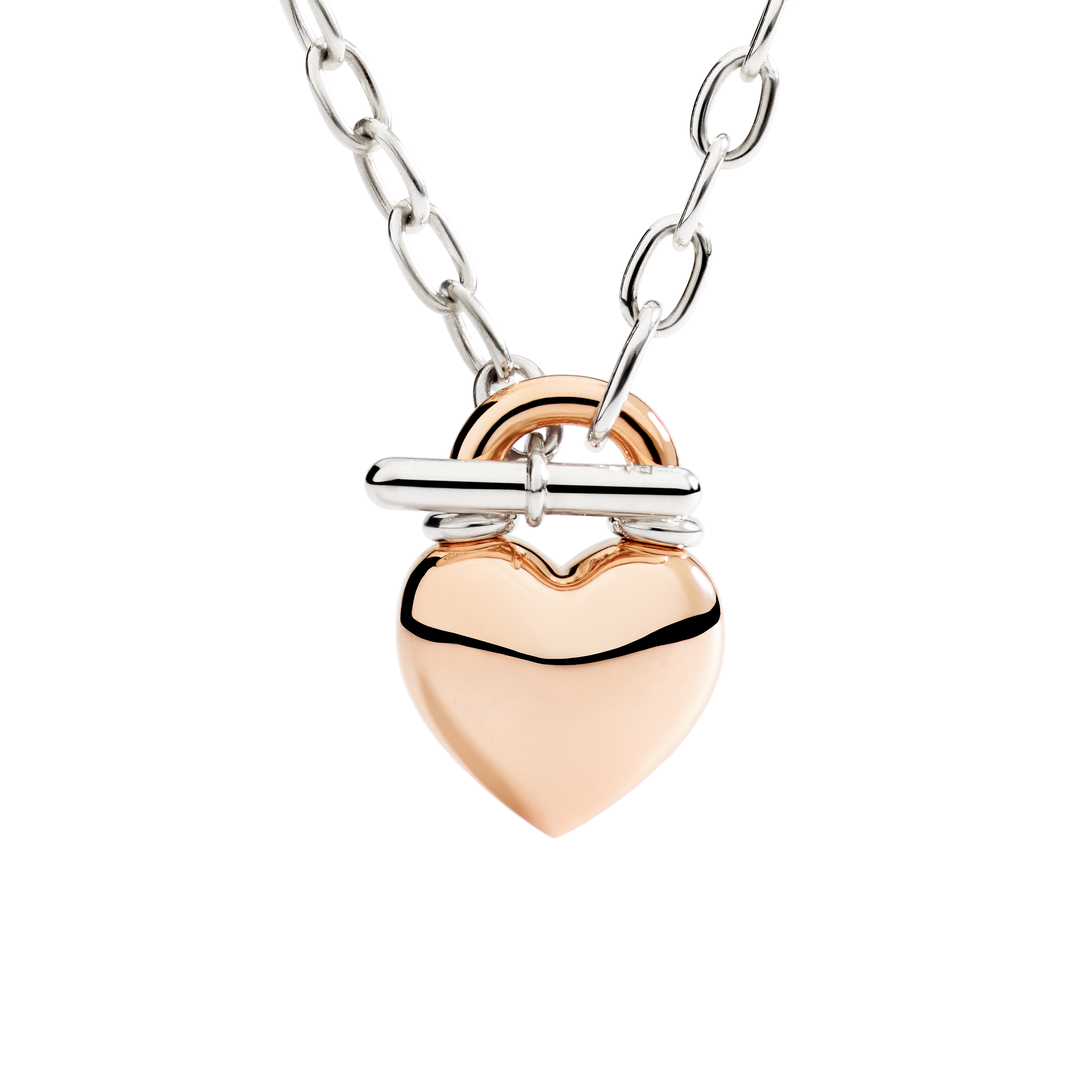 Collana Cuore Oro Rosa & Argento T-Bar