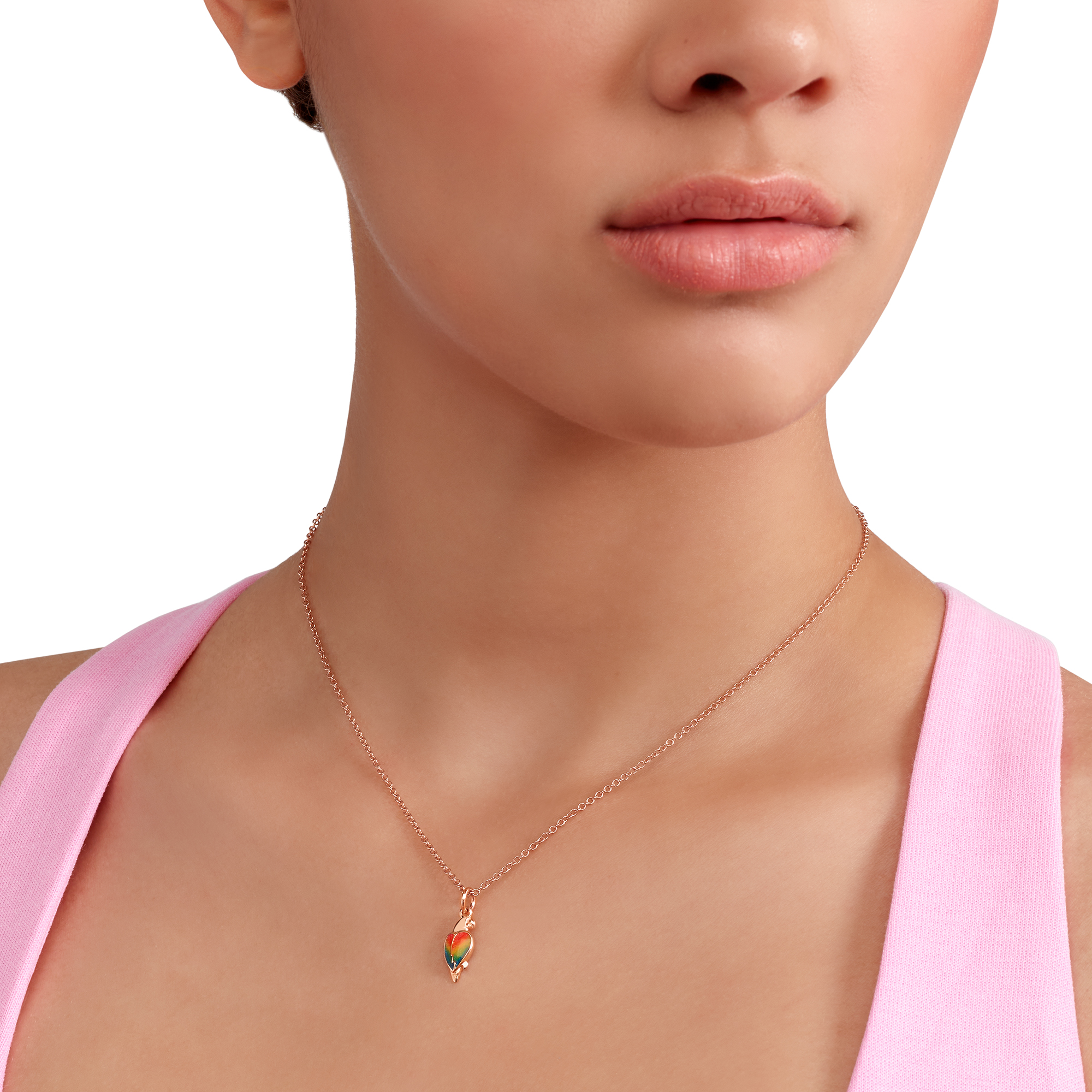 Ciondolo Pappagallo Oro Rosa & Smalto