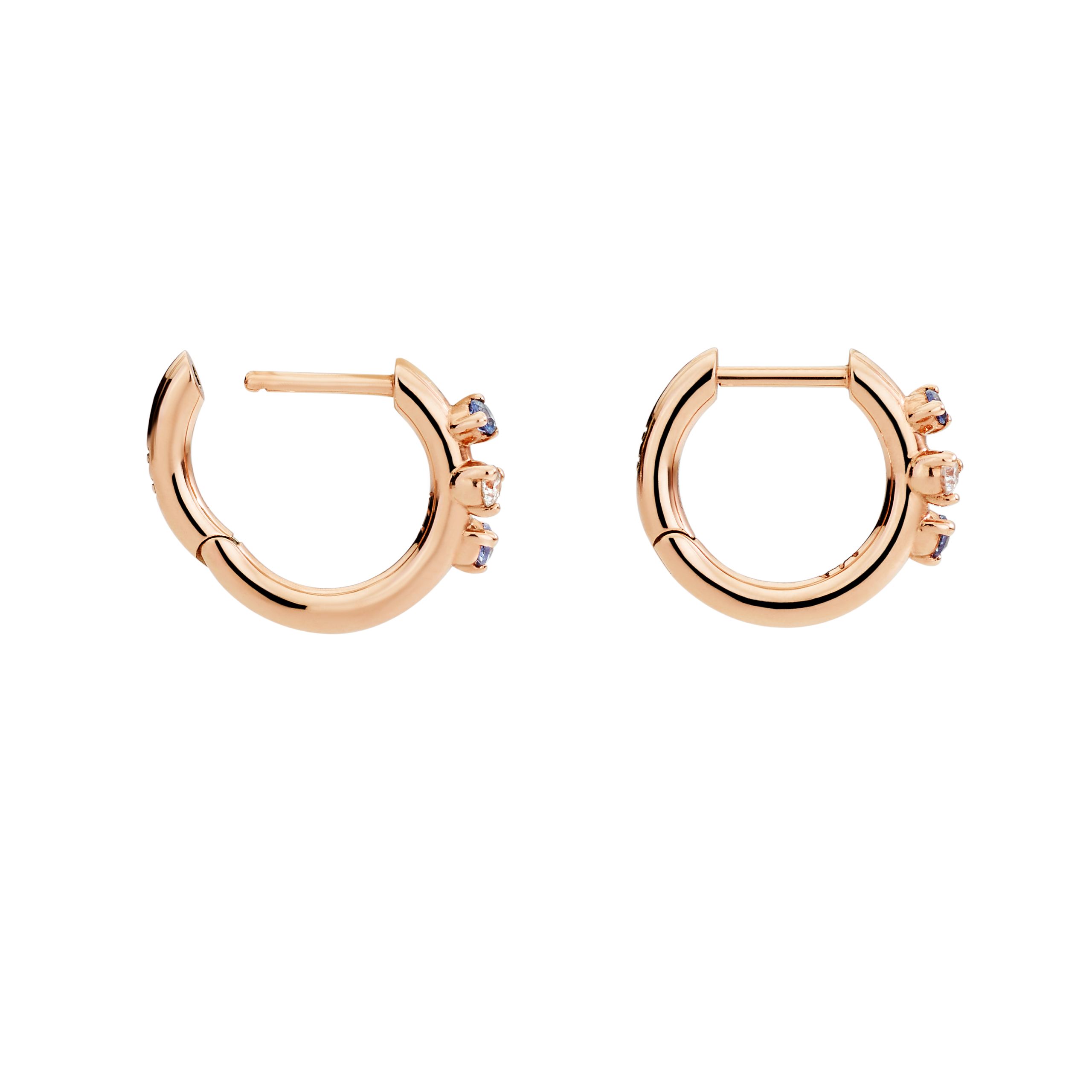 Orecchini Hoop Oro Rosa Zaffiri e Diamanti