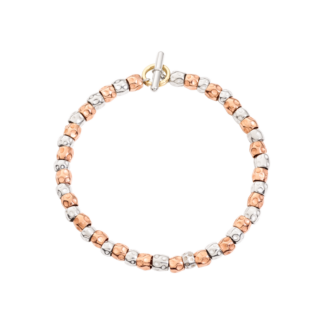 Bracciale Granelli Argento e Oro Rosa 9K