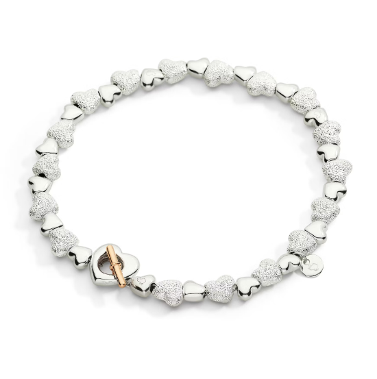 Bracciale Cuore in Argento e Argento Diamantato