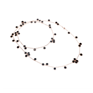 Collana Pailettes Lunga in Oro Rosa 18kt e Smalto Nero