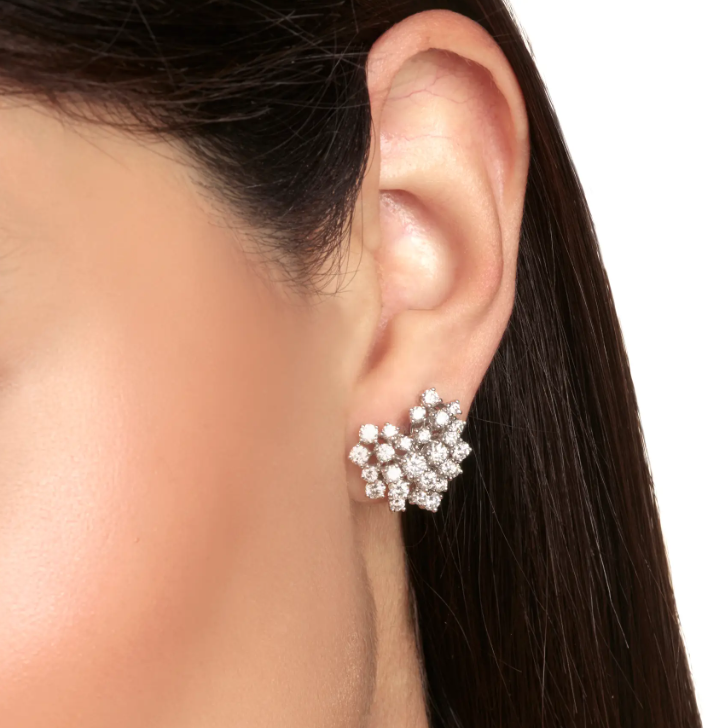 Orecchini Mimosa Oro Bianco e Diamanti