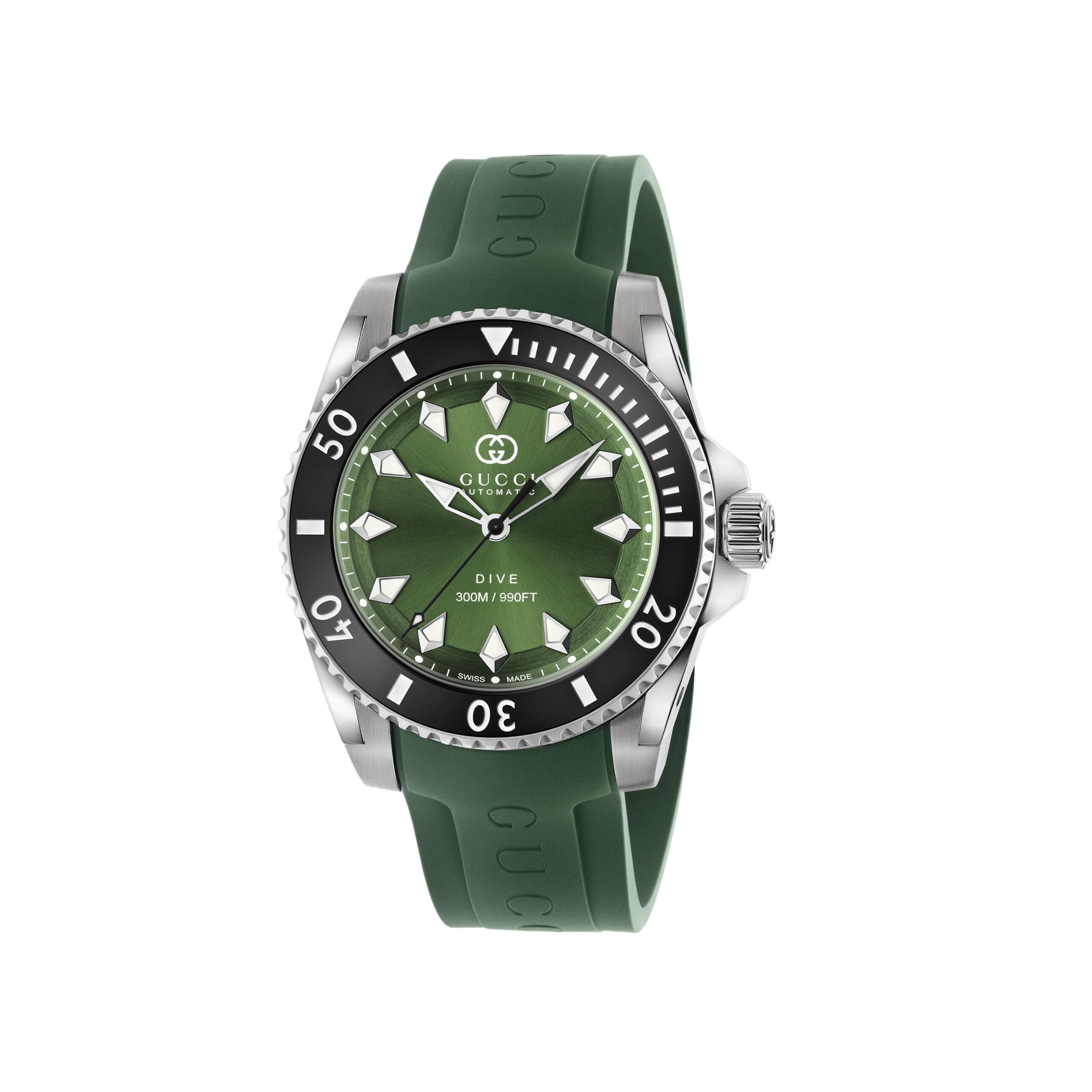 Orologio Gucci Dive, 40 mm - cinturino in gomma Verde
