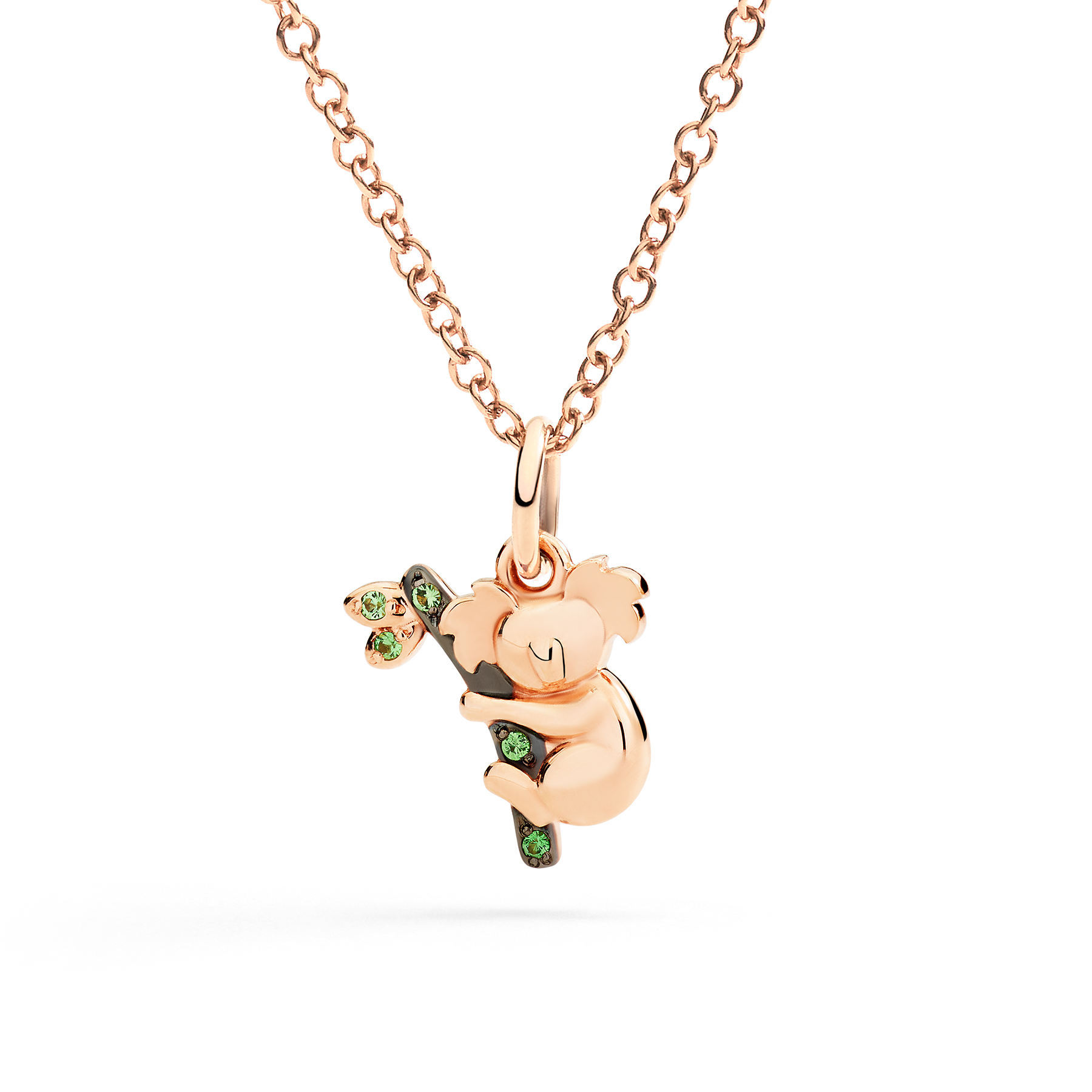 Ciondolo Koala Oro Rosa e Tsavoriti